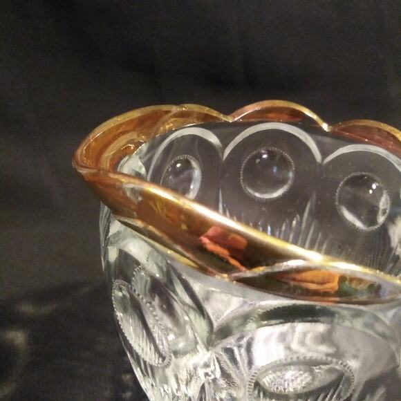 Vintage EAPG Bartlett and Collins Cream n Sugar Set in St. Genevieve 18k Gold - Picture 3 of 15